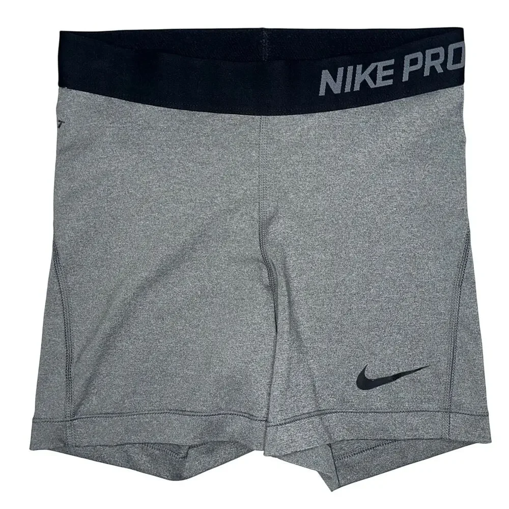 Nike Pro Bash Grey Black 4.5” Compression Spandex Shorts Size XS